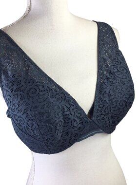 ThirdLove Artisan Lace Plunge Bra Size 40C Deep Teal Underwire Removable Pads
